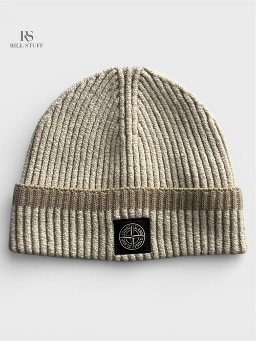 Вязаная шапка Stone Island Beanie Mixed Fabric Vanisé Full Rib RWS Wool