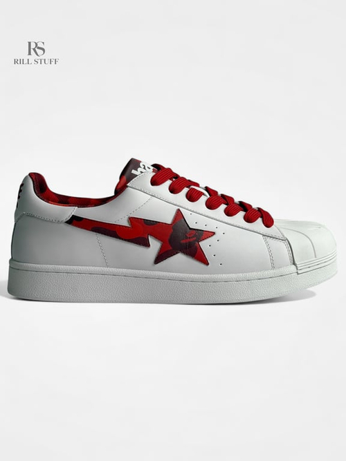 Кроссовки Bape By A Bathing Ape Skull Sta White Red
