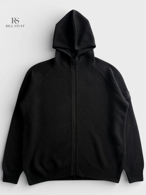 Вязаный джемпер с капюшоном из чистого кашемира Stone Island Ghost Piece