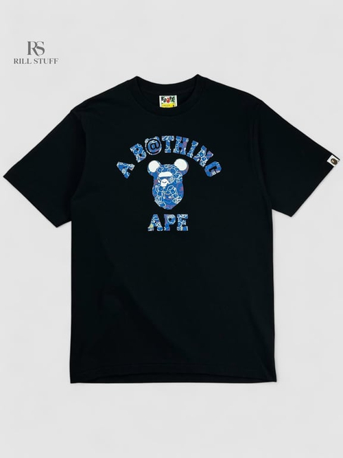 Футболка BAPE x Bearbrick Camo Bear College T-Shirt