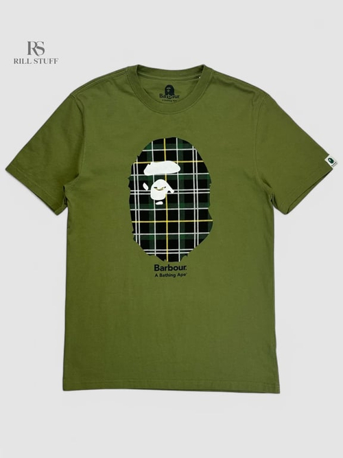 Футболка Barbour x Bape Logo T-Shirt 'Khaki' Unisex