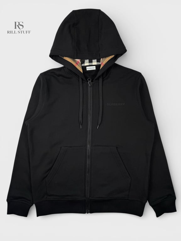 Худи на замке Burberry Hove Check Embroidery Logo Zip Hoodie