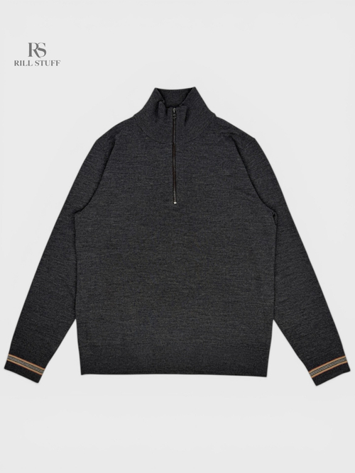 Джемпер Burberry Icon Stripe Trim Wool Half Zip