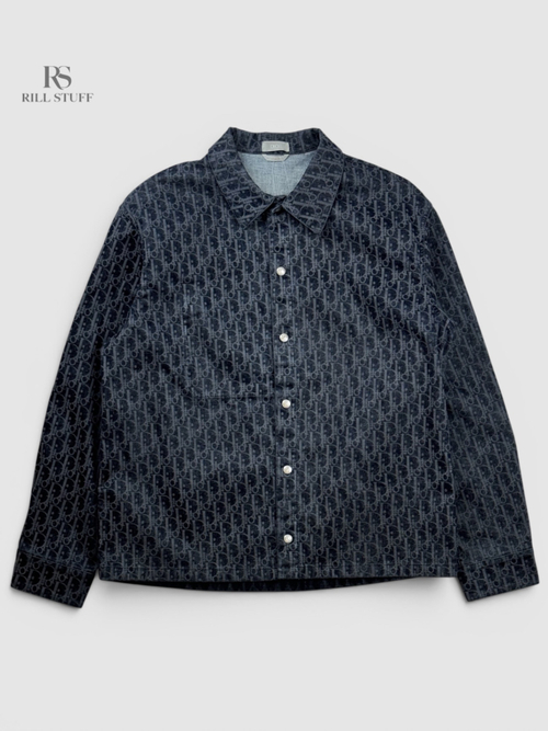 Овершот Dior Oblique Blue Cotton-Blend Twill Overshirt