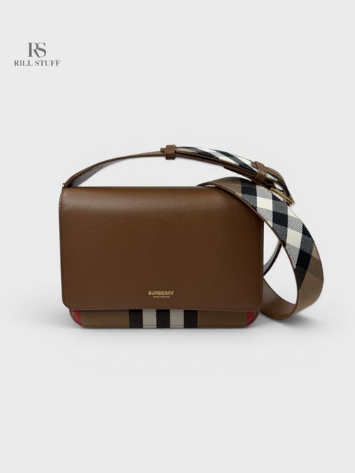 Сумка Burberry Mackford Check and Leather Crossbody Bag 'Ebony Brown'