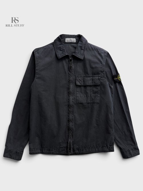 Овершот Stone Island Brushed Organic Cotton Canvas 'Old' Effect Overshirt темно-синий