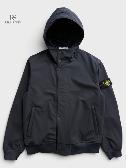 Куртка Stone Island Light Soft Shell-R Hooded Jacket темно-синяя