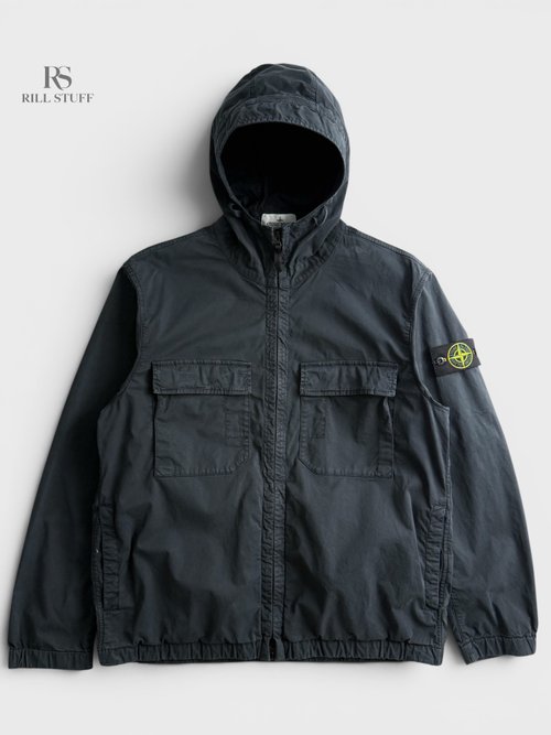 Куртка Stone Island Stretch Organic Cotton Twill Hooded Jacket темно-синяя