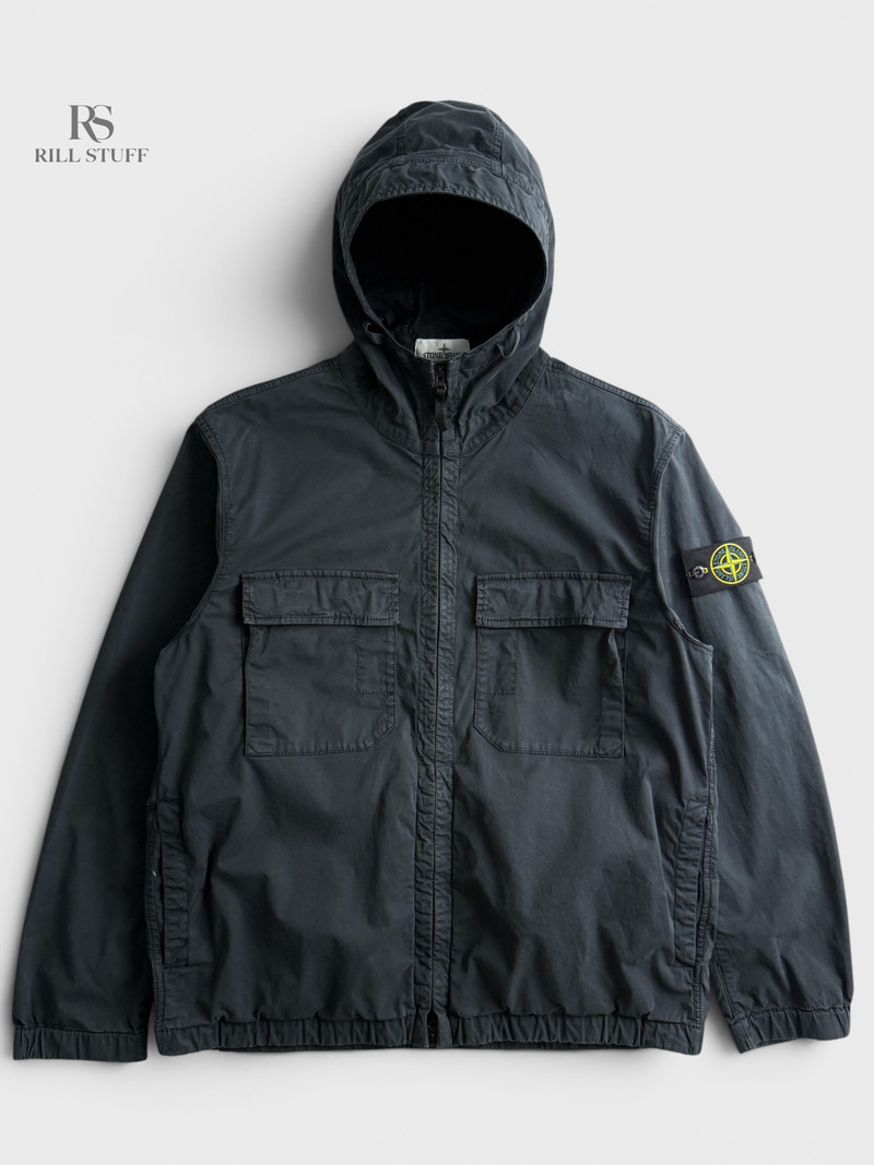 Куртка Stone Island Stretch Organic Cotton Twill Hooded Jacket темно-синяя