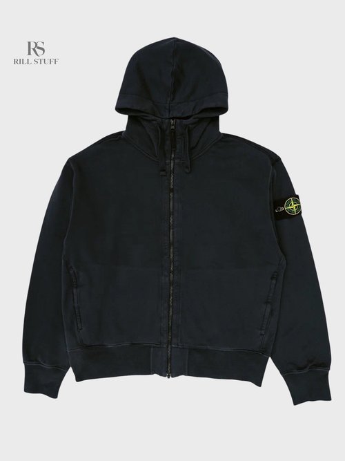 Зип худи Stone Island Logo-Patch Zip-Up Hoodie темно-синее