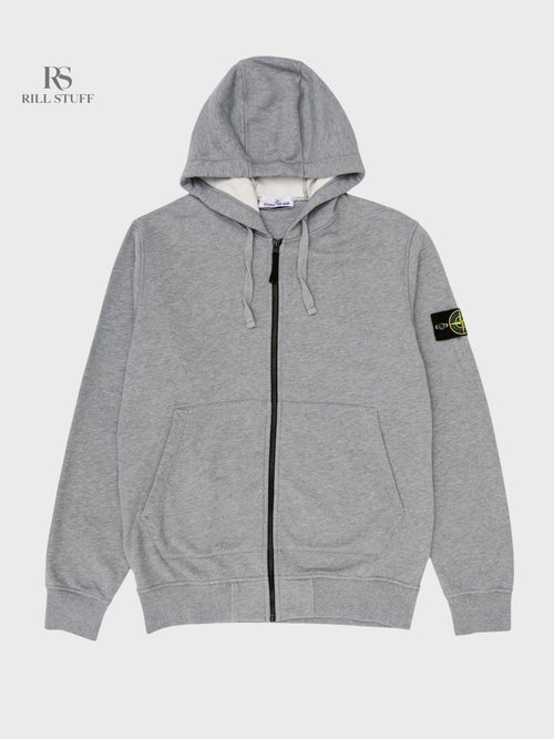 Зип худи Stone Island Zip-Up Cotton Hoodie серое